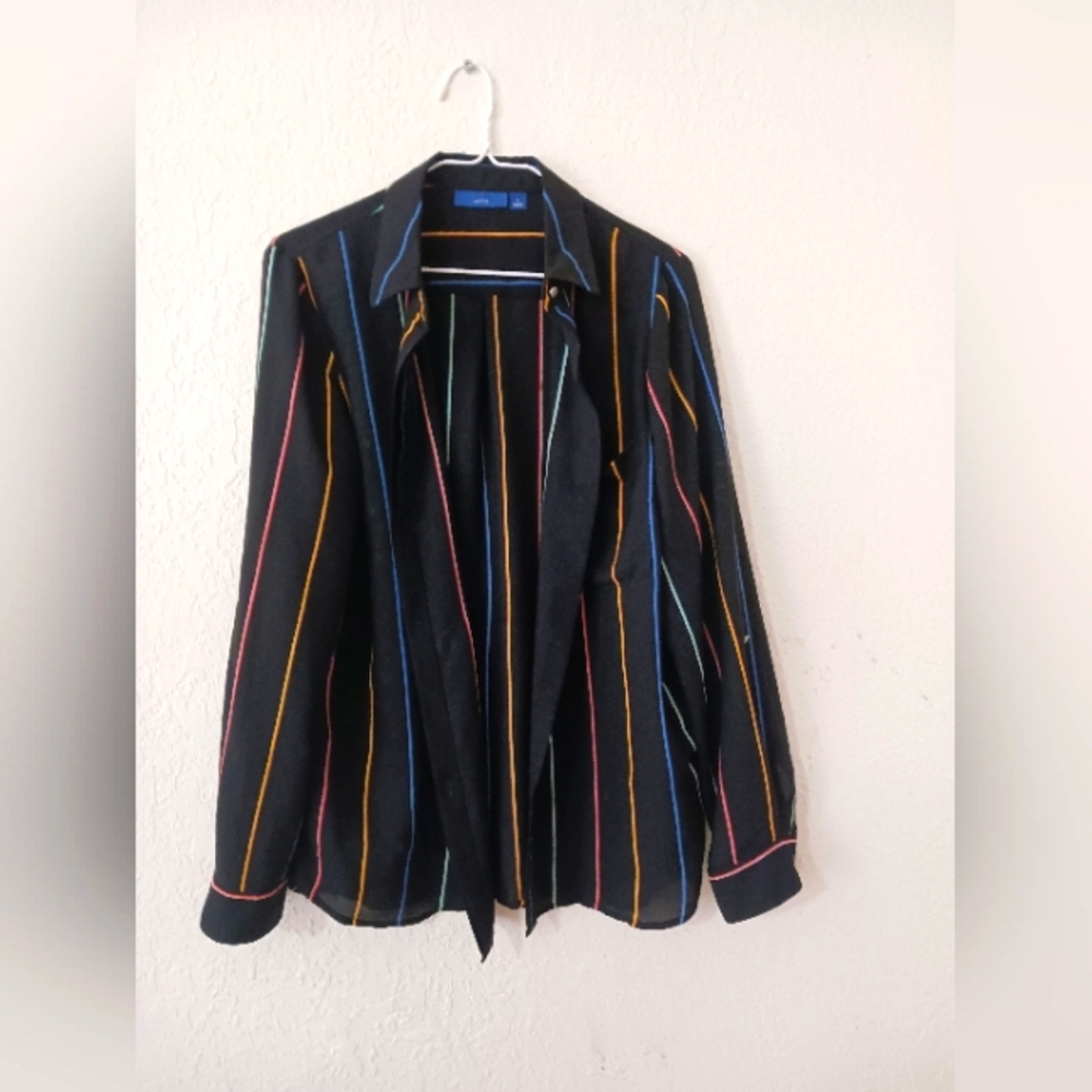 Black multicolor button down